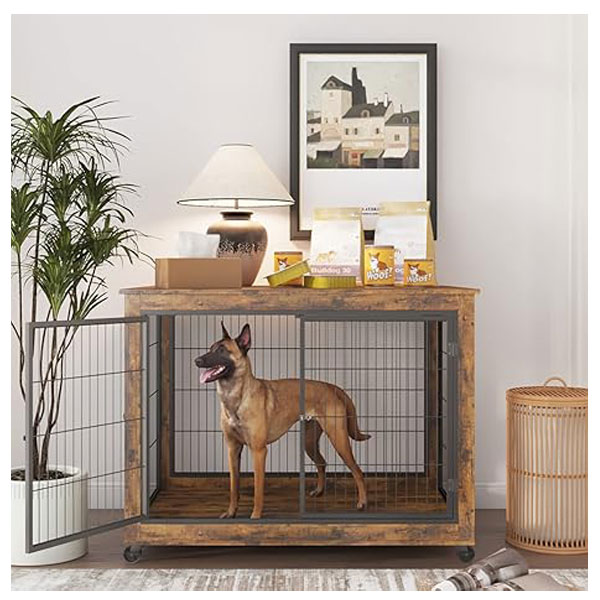 IchbinGo Wooden Dog Crate Table