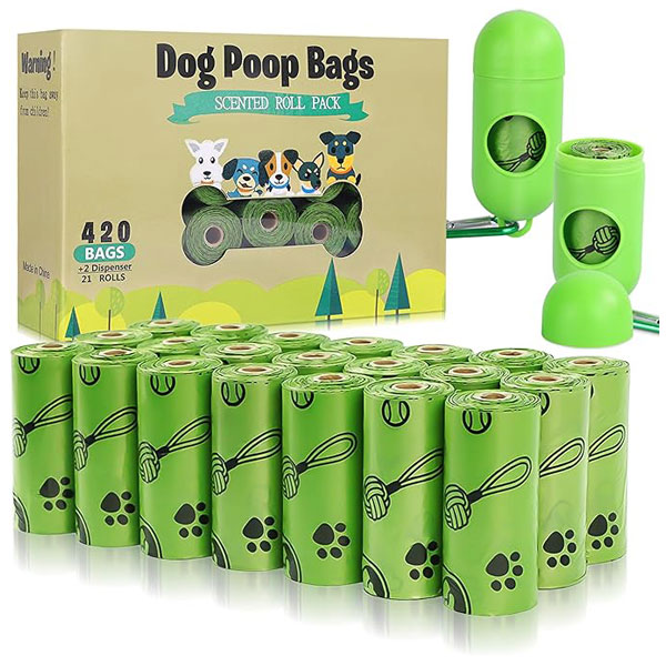 Pet Waste Bags with 2 Free Dispensers